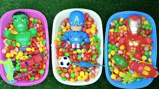 Full of 3 Rainbow BathTubs Candy with M&M's & Magic Slime Cutting Video