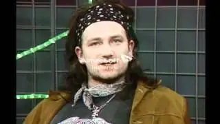 Bono U2 TV Gaga RTE 1986 question from Paddy Talbot in the audience.