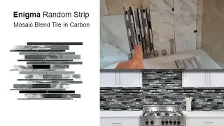 Carbon Blend Brushed Aluminum Glass Random Strip Mosaic Tile for Backsplash & Shower Tiling Ideas