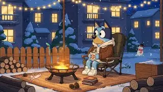 Bluey Lofi Winter 🎧 Cozy City Night Ambience: Deep Sleep & Relaxation Beats ✨