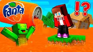 JJ and Mikey SURVIVE in a WORLD FILLED with FANTA in Minecraft (Maizen)