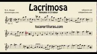 Lacrimosa Sheet Music for violin, flute, recorder, oboe... Requiem in D minor