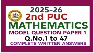 2nd PUC Mathematics model question paper 1 with answers|2025-26