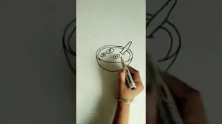 How to draw a bowl with spoon #spoon #bowl #drawing #youtubeshorts #shorts