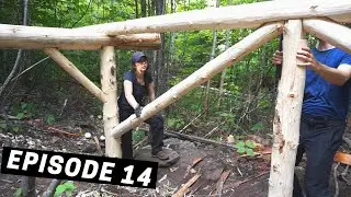 Building A Log Cabin | Ep. 14 | Building a rustic porch frame with logs from our land
