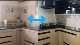 How to remove/change replace kitchen backsplash tiles colour/design from old to new video tutorial