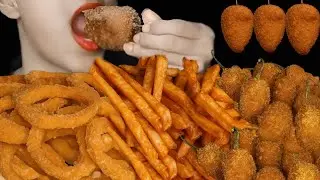 ASMR EATING CRISPY ONION RINGS, CRISPY POTATO FRIES, PERI PERI BITES MUKBANG | MUKBANG COCO #foryou 