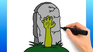How To Draw A Tombstone With Zombie Hand (Easy Drawing Tutorial)