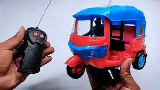 Remote Control Battery Operated Auto Rickshaw RC Toy With Remote Control Flashing Top Light unboxing