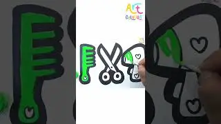 Scissor, Hair Dryer, Comb Drawing, Painting, Coloring for Kids & Toddlers   How To Draw Haircut Set