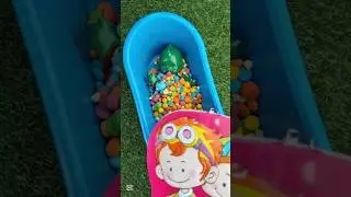 Full of 3 Rainbow BathTubs Candy With M&M's & Magic Slime Cutting
