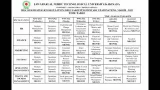 jntuk m.b.a 3rd semster exam time table