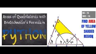 Write a Python code to find the area of the shaded region using Bretschneider&rsquo;s Formula in Python