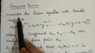 SINGULAR POINTS- ORDINARY DIFFERENTIAL EQUATION