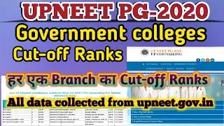 UPNEET PG CUT OFF  2020 | BRANCH WISE ||GOV. COLLEGE CUTOFF RANK OF UPNEET PG 2020