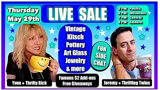 LIVE SALE 💯Hot Trends &bull; Vintage &bull; Kitsch &bull; Art Glass &bull; Pottery &bull; Jewelry &bull; Free Giveaway