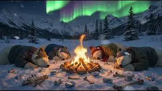 Chill Lofi | Winter Polar Bears camping | Northern lights ❄️