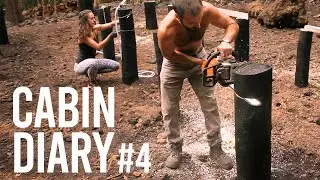 Off Grid Cabin #4 | After Hard Work, Cabin Pillars Ready!