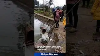 Using a basket to pull water - The workers do their job perfectly || #machine #shorts