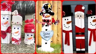 Top 10 Christmas Wooden Piller Home Decor ideas || Stylish Snowman Wooden Centerpieces ideas