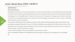 [Case Law Contract] ['non-pecuniary loss'] Jarvis v Swans Tours [1973] 1 All ER 71