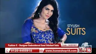 Homeshop18.com - Fashion X - Designer Embroidered Semi Stitched Suits