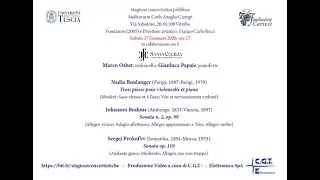 Stagione concertistica 25-26. Direttore artistico, Franco Carlo Ricci,  Sabato 17/01/2026 ore 17:00