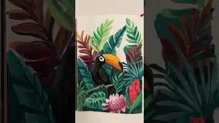 Paint along with me! ✨ #toucan #acrylicpainting #tropicalart #timelapse #jennyrozalsky