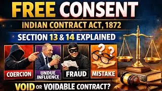 Free Consent Under Indian Contract Act 1872 | Section 13 & 14 Explained | Coercion, Fraud, Mistake