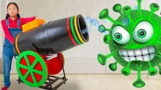 Андреа и Бобби борются с микробами! 🦠 Приключение по уборке с помощью мытья рук