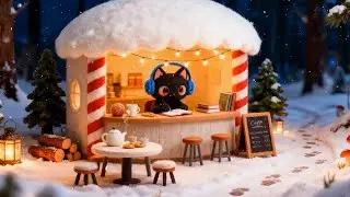 Cat's Snowy Café ❄️ Cozy Lofi Music Winter Night ✨ Soft Lofi to Relaxing & Focus
