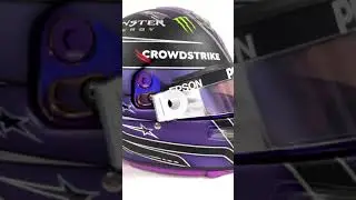 Lewis Hamilton showcasing his helmet