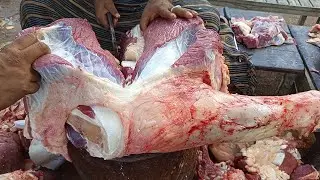 Amazing meat cutting skills, Beef cutting skills in Bangladesh, How to cutting big cow meat
