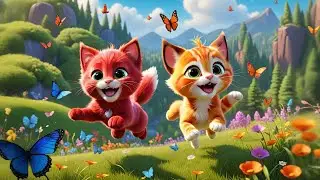 Four Rainbow Kittens Catch Butterflies | Counting Song for Kids | Nursery Rhymes and Baby Songs
