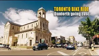 Greek Town - Toronto Bike ride - Danforth going east -  Narrated POV