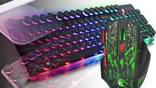 J40-Rainbow Backlit Game Keyboard Set Seven Color Luminous Game Mouse Wired Keyboard Spot