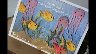 Spellbinders | Открытка с изображением океана, выполненная методом вырубки белыми чернилами