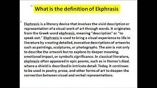 what is the definition of ekphrasis