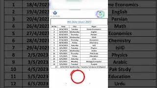 9th Date sheet 2023 | Class 9th date sheet 2023 #9thclass #datesheet