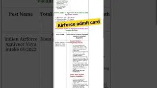 indian Airforce admit card || Airforce admit card kaise download kare || short #viral #short