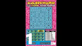 Scratching off a Pink $2 Cashword Ticket