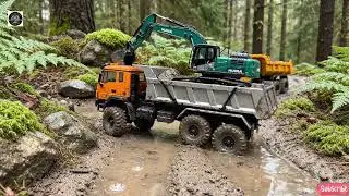 Excavator Besar Huina 1593, Dump Truk RC Huina 1598, Huina 1536, Scania RC Muatan Tanah