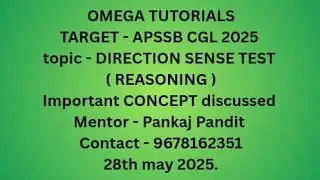 TARGET - APSSB CGL exam 2025. Direction SENSE TEST. IMPORTANT CONCEPT. QUESTION DISCUSS.