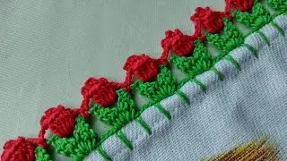 Bico de crochê tulipa para pano de prato, toalhas, etc.