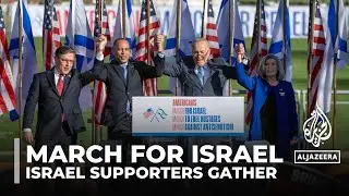 &lsquo;No ceasefire&rsquo;: Israel supporters gather in Washington, DC, amid Gaza war