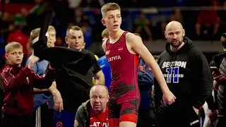 U15 Jegors Lomass (LAT) vs Andreas Skrocki (USA) 62kg. Greco-roman boys wrestling tournament.