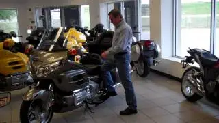 How to put a Honda Goldwing on its center stand.  Huey @ Honda of Lafayette