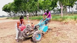 Easy Way to Starting Power Tiller - Best Power Tractor Driving - Daily Machine Work