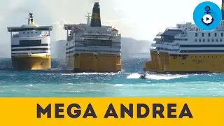 Mega Andrea, manovre spettacolari per imbarcare il pilota con tempesta di vento (Corsica Ferries)