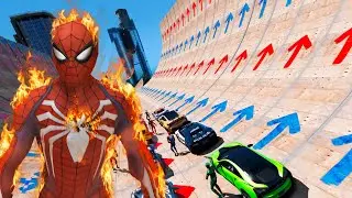 City Center Stunt Challenge! Superheroes Race with Infinite Respawns!
